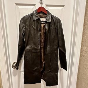Italian leather coat in chocolate brown - Size 40